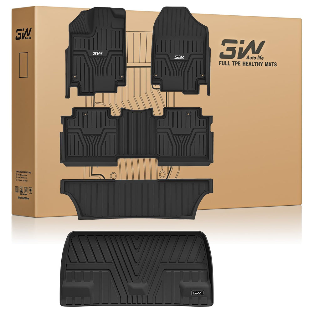 3W floor mats and cargo liner in Honda Odyssey front row protecting against mud and spills