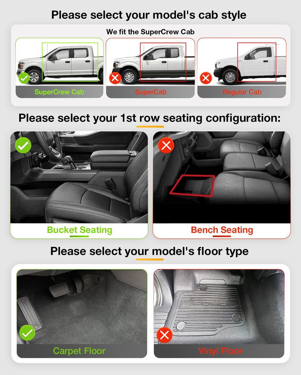 3W floor mats for F-150 Lightning SuperCrew with tailored fit and easy maintenance.
