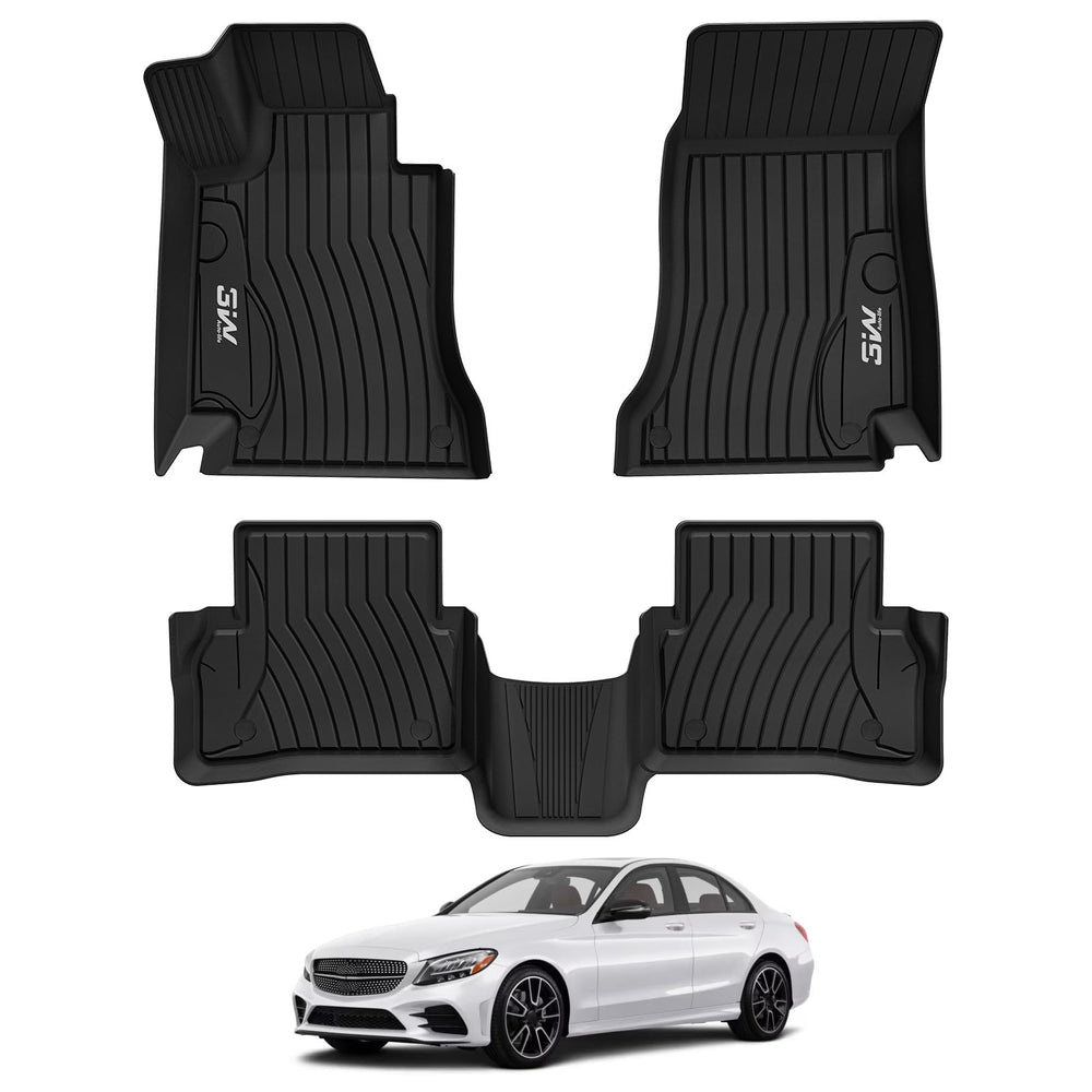 3W floor mats for Mercedes C-Class sedan edge-to-edge fit protects interior