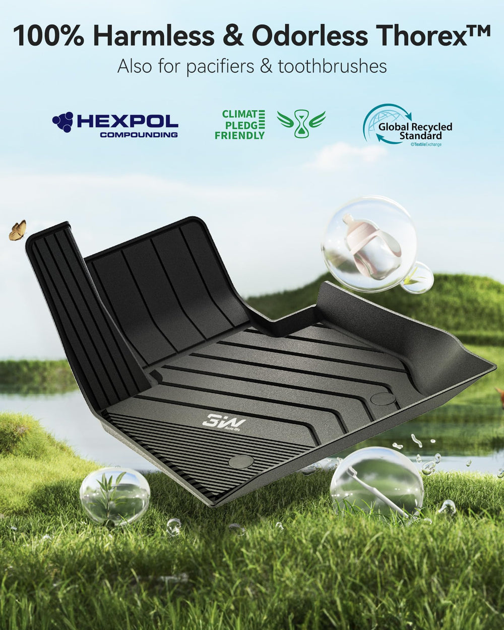 Anti-slip surface helps keep mats in place during every drive.
