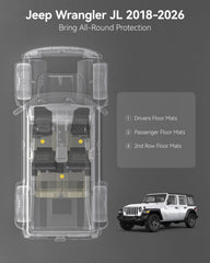 3W all-weather Jeep Wrangler JL floor mats protecting interiors