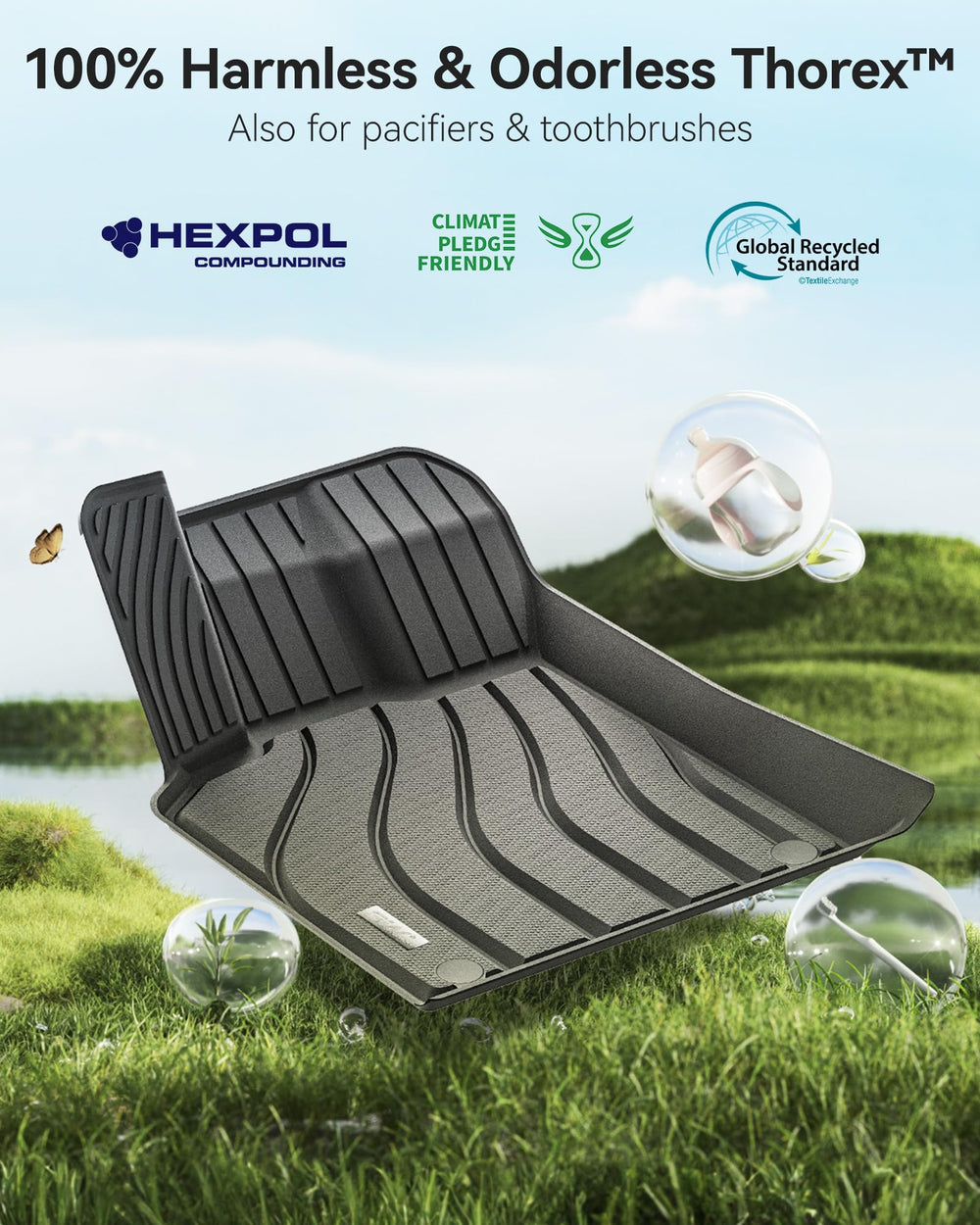 3W Porsche Macan floor mats odorless non-toxic material for a safer interior.