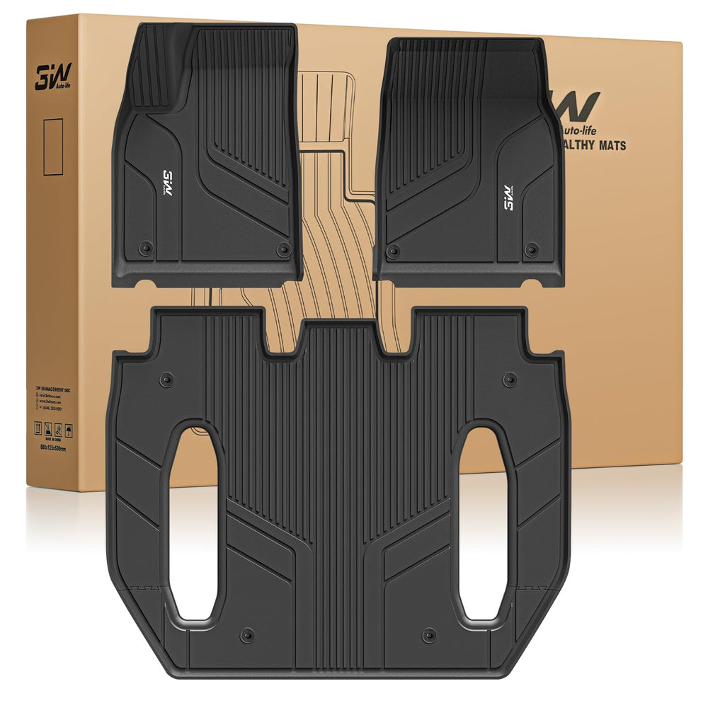 3W Tesla Model X floor mats full set offer precise fit and full coverage.