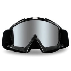 4-FQ motorcycle goggles with silver lens offering anti-fog clarity for riders