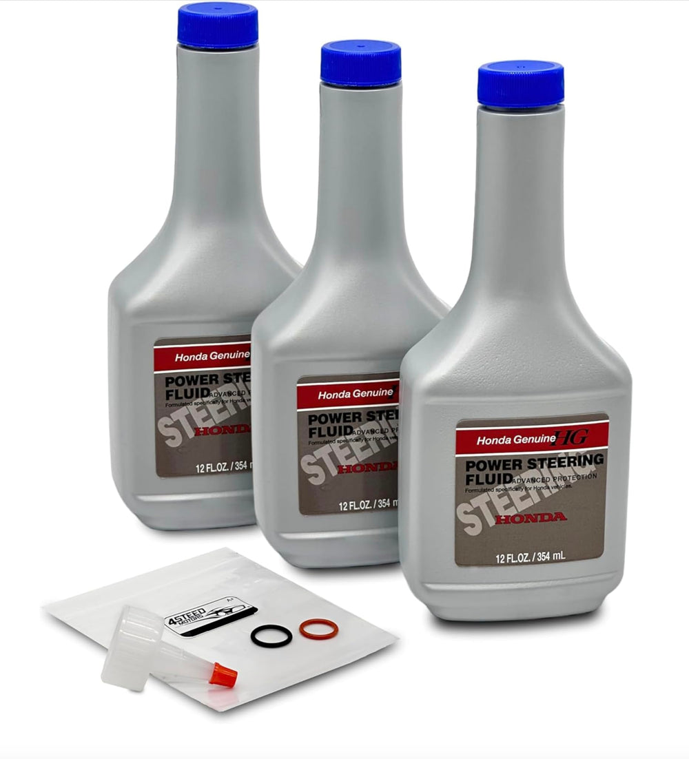 4STEED MOTORS Acura and Honda power steering fluid bundle for quick top-offs and flushes.