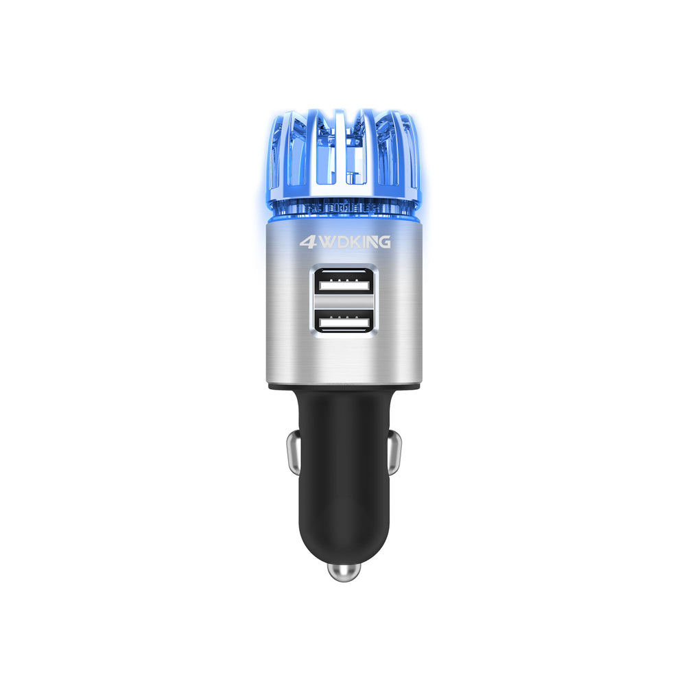4WDKING car air purifier ionic silver with dual USB charger for cleaner in-cabin air