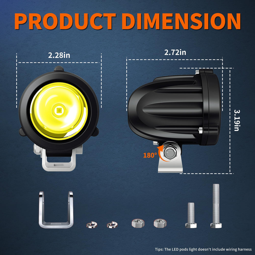 4WDKING compact round light with 180 degree adjustable bracket for versatile mounts