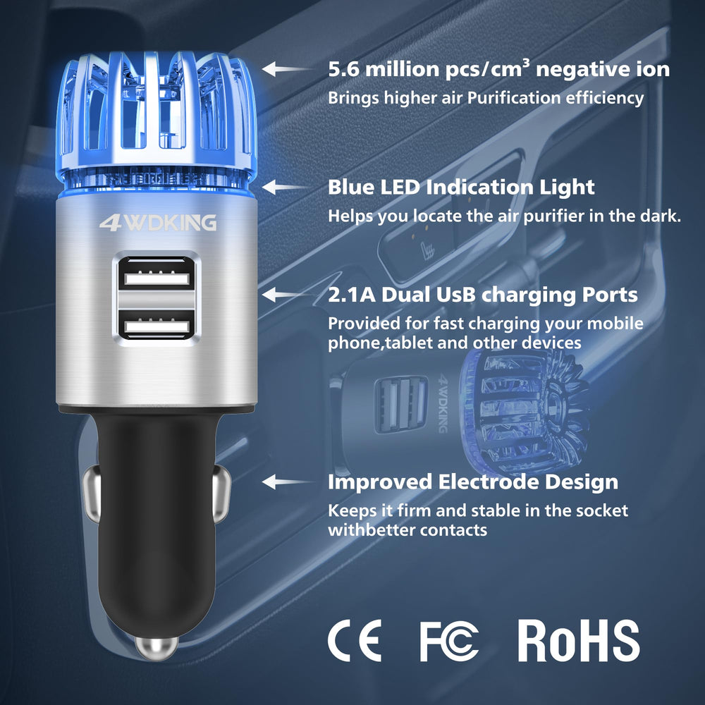 4WDKING ionic air purifier blue LED indicator for easy night visibility