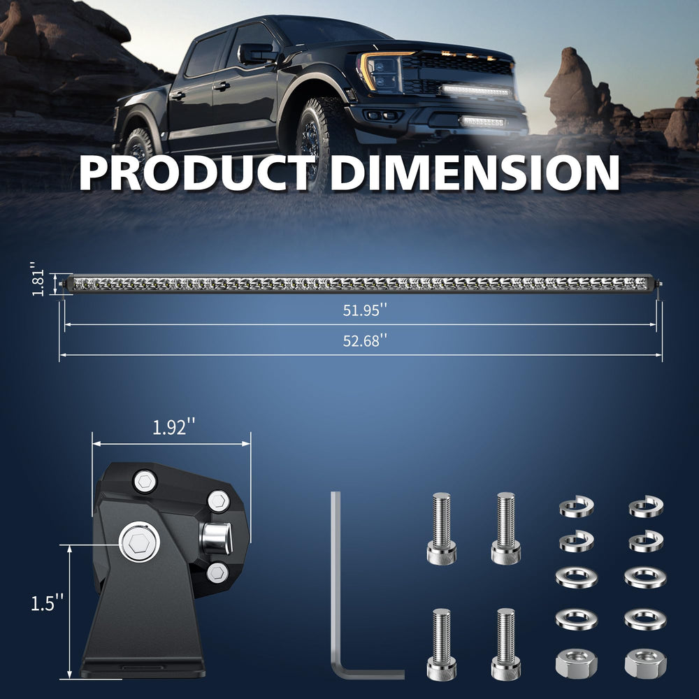4WDKING 52-inch light bar with 360-degree rotating brackets for precise aiming