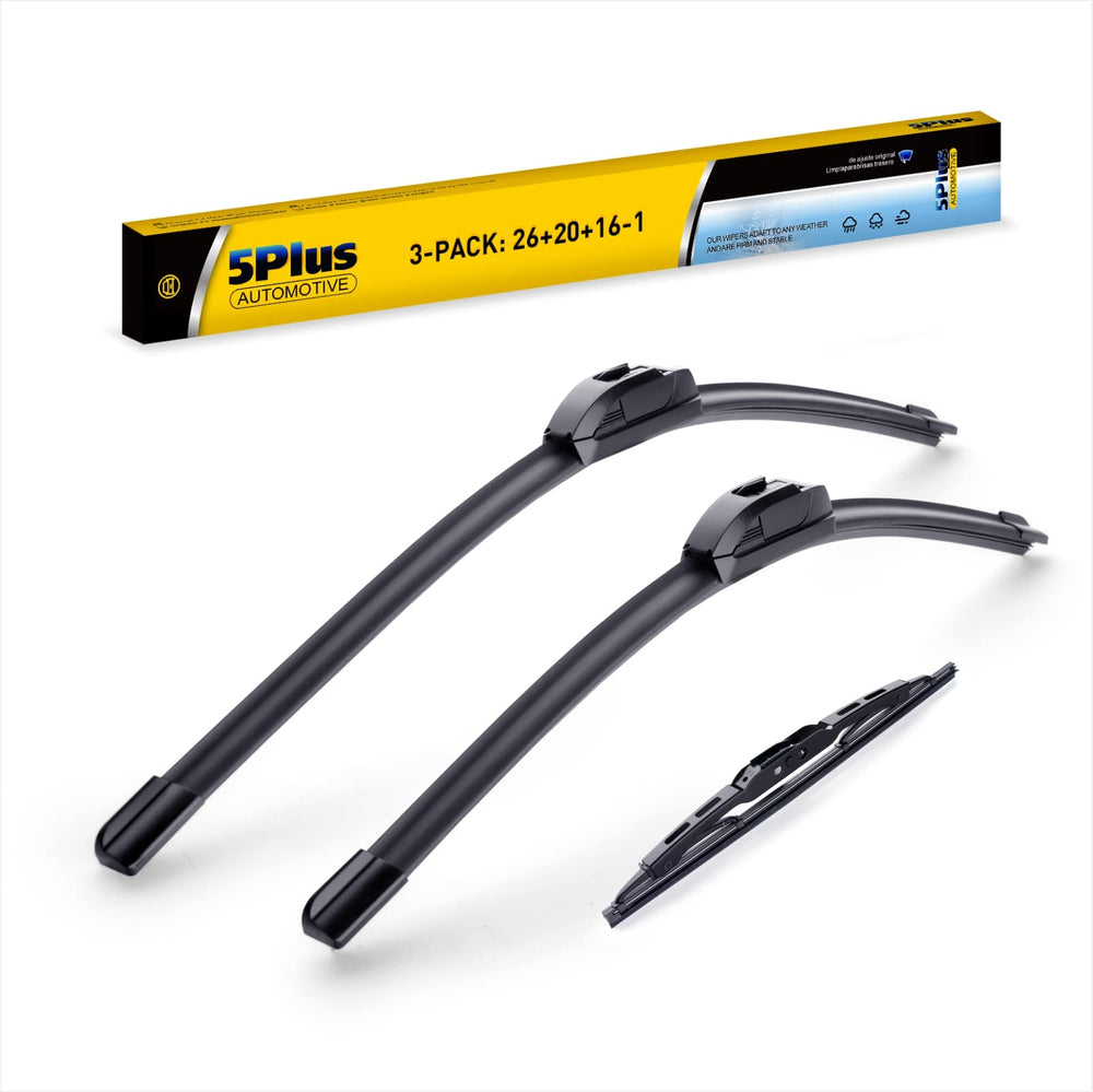 5 PLUS front windshield wipers in action for rain visibility.