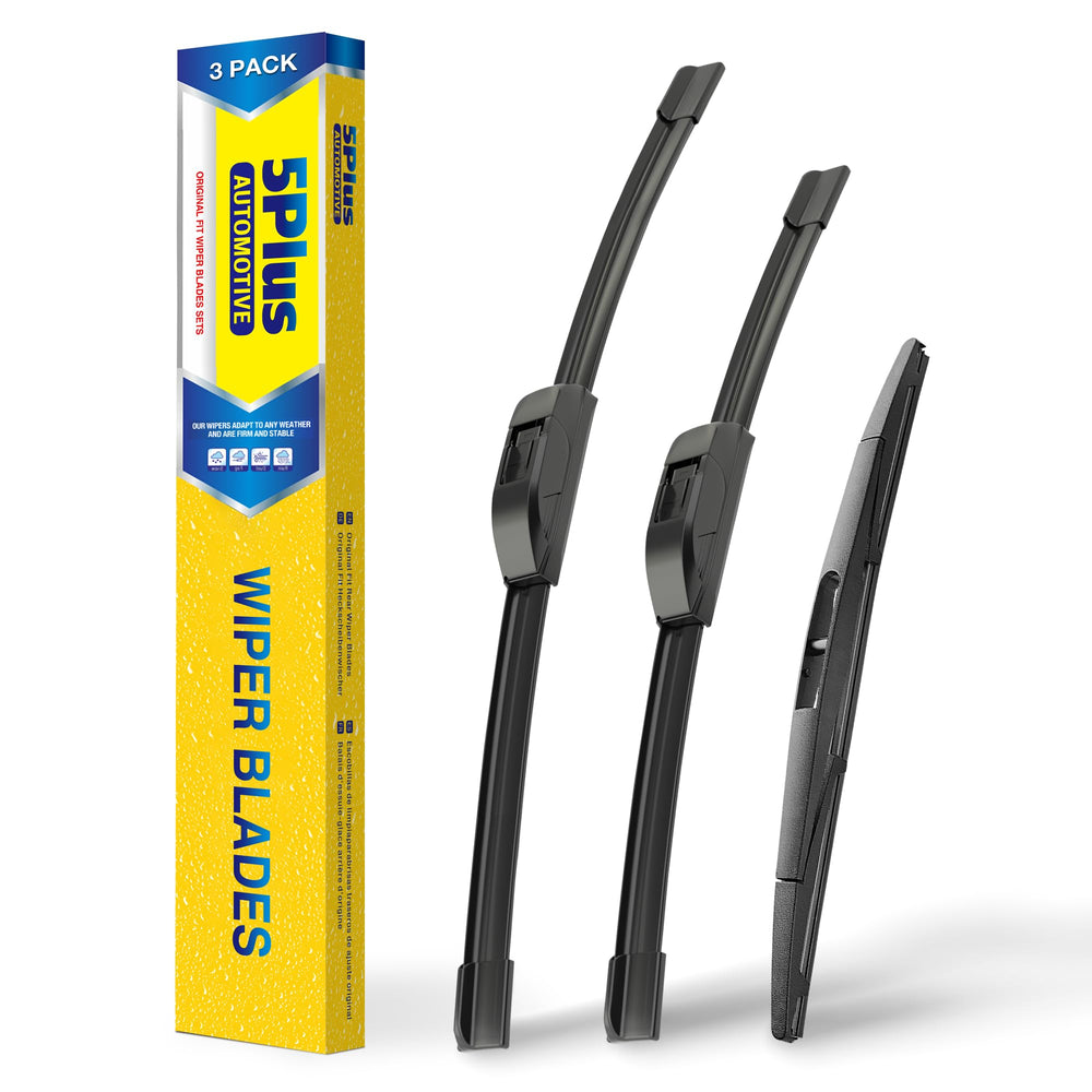 5 PLUS windshield wipers 26-inch front blade for clear rain performance.