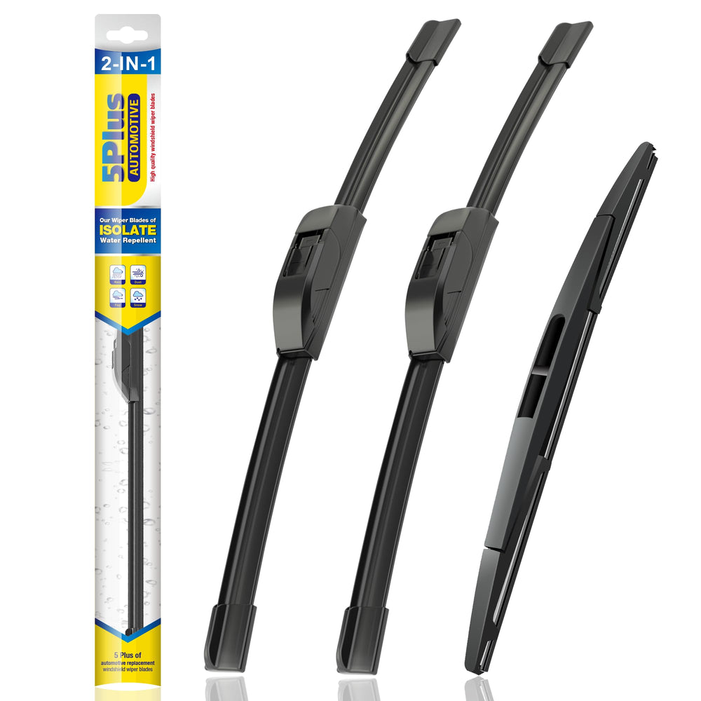 5 PLUS Jeep Wrangler front-left 16-inch wiper blade in action improves visibility.