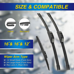 5 PLUS Jeep Wrangler front-right 16-inch wiper blade clears rain efficiently.