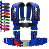 50 Caliber Racing blue 4-point harness on a bucket seat for secure seating