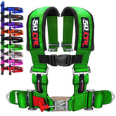 50 Caliber Racing 4-point harness on a padded bucket seat for off-road use.