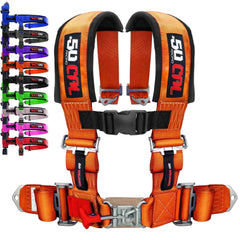 50 Caliber Racing harness orange quick-release buckle enables fast detachment