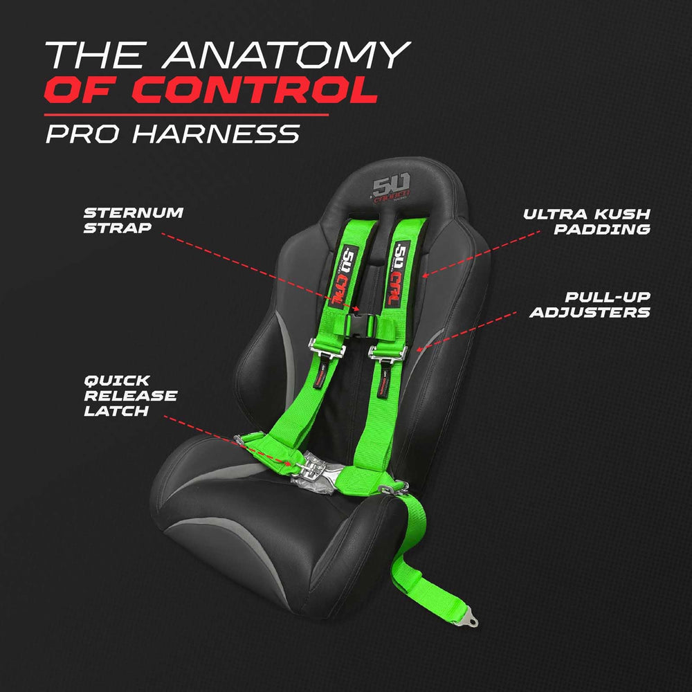 Sewn-in pads over the harness straps for enhanced comfort.