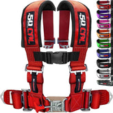 50 Caliber Racing red 4-point harness for bucket seats ensures a secure, race-ready feel.