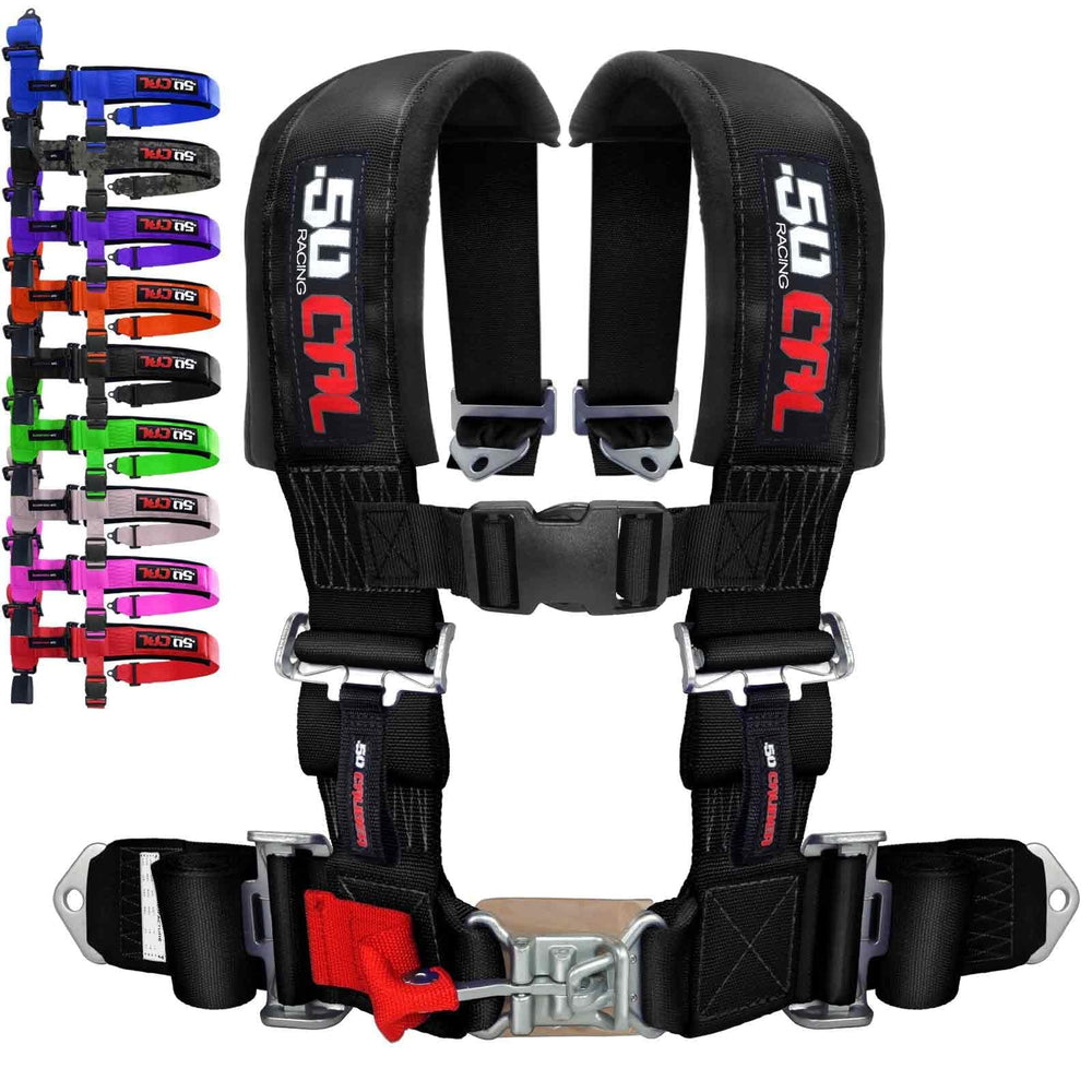 50 Caliber Racing harness bucket-seat strap for secure off-road seating