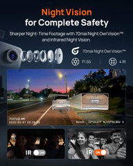 70mai rear camera mounted on back glass offering rear coverage benefit