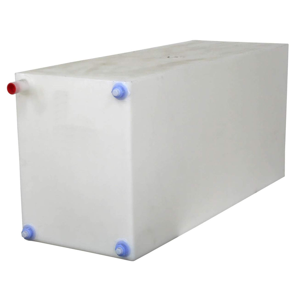 A.A 30 gallon RV water tank with dimensions for RV storage and use.