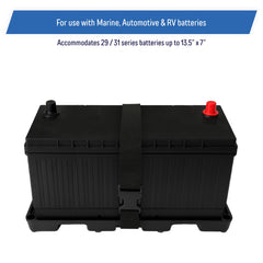 A.A battery tray installed in vehicles keeps batteries steady on rough roads.