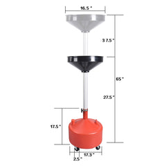 AA IN 8 Gallon drain tank with 16-5 inch diameter funnel and strainer for debris control.