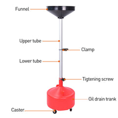 Adjustable-height AA045 drain tank enabling comfortable draining for different vehicle heights.