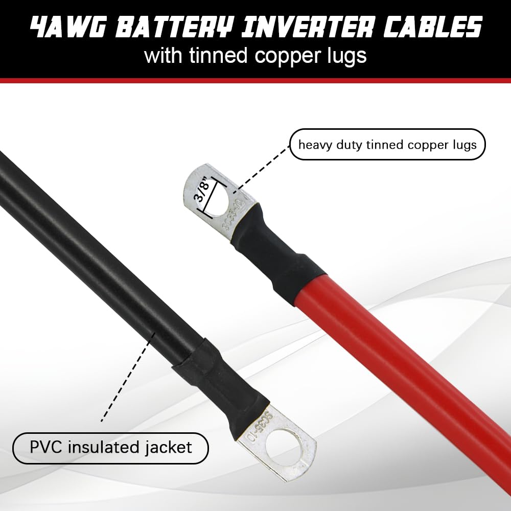 A ABIGAIL four-foot cable with tinned lugs resists oxidation for long-lasting conductivity.