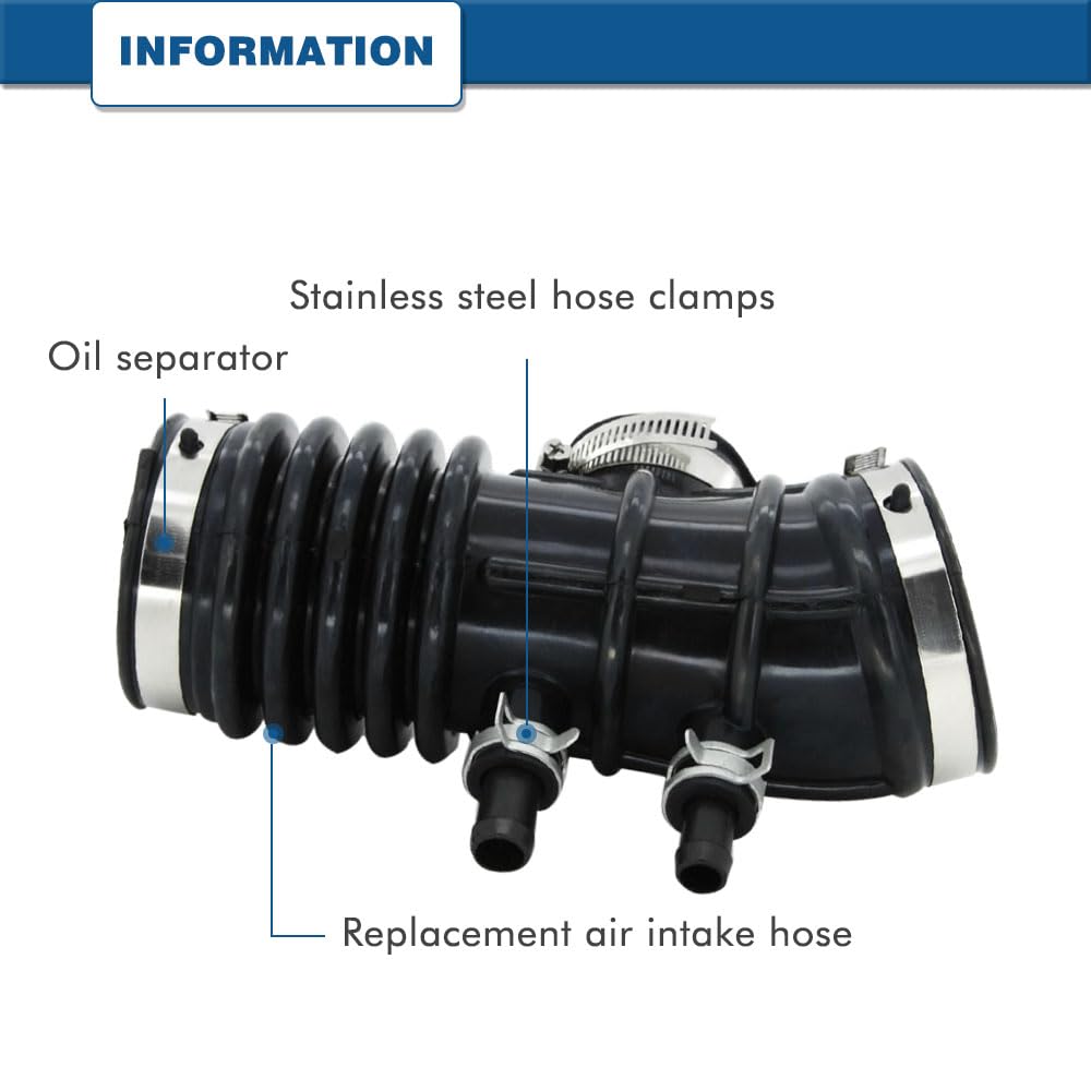 A ABIGAIL air intake hose side angle demonstrates flexible rubber construction.