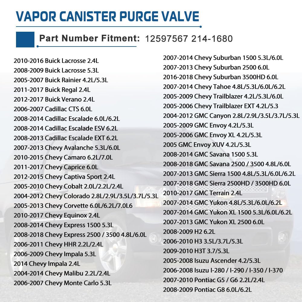 A ABIGAIL EVAP canister purge valve 12597567 interchange compatibility.