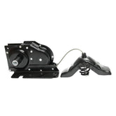 A ABIGAIL spare tire hoist carrier on a Ford truck enables quick tire access.
