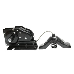 A ABIGAIL spare tire hoist carrier on a Ford truck enables quick tire access.