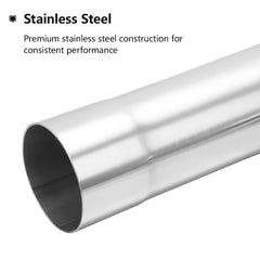 A-KARCK 2.5-inch OD exhaust pipe with flared end for quick sliding assembly.