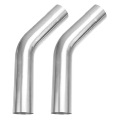 A-KARCK exhaust 45-degree bend close-up showing precise curvature for smoother routing.