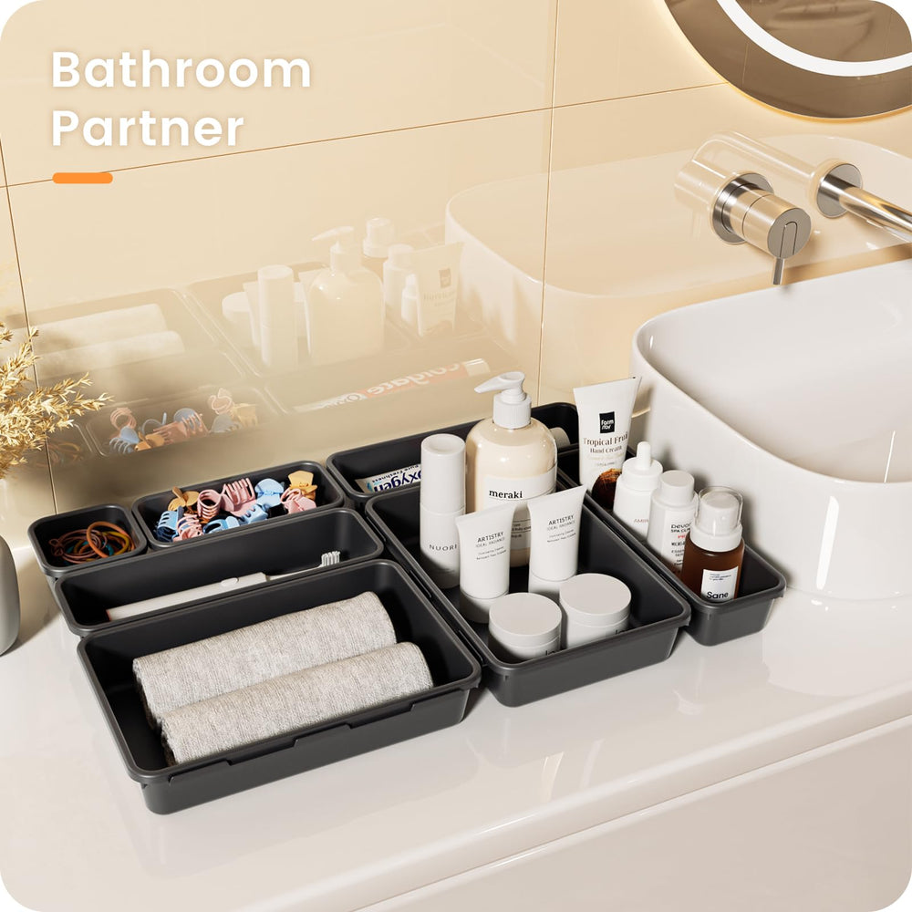 A-LuGei drawer organizer with 28 pieces and five sizes enables customized storage.