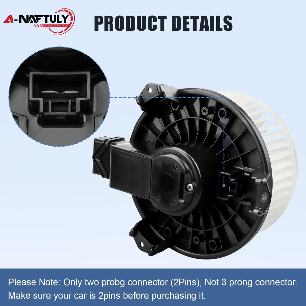 A-NAFTULY blower motor packaging box shows a ready-to-install replacement part