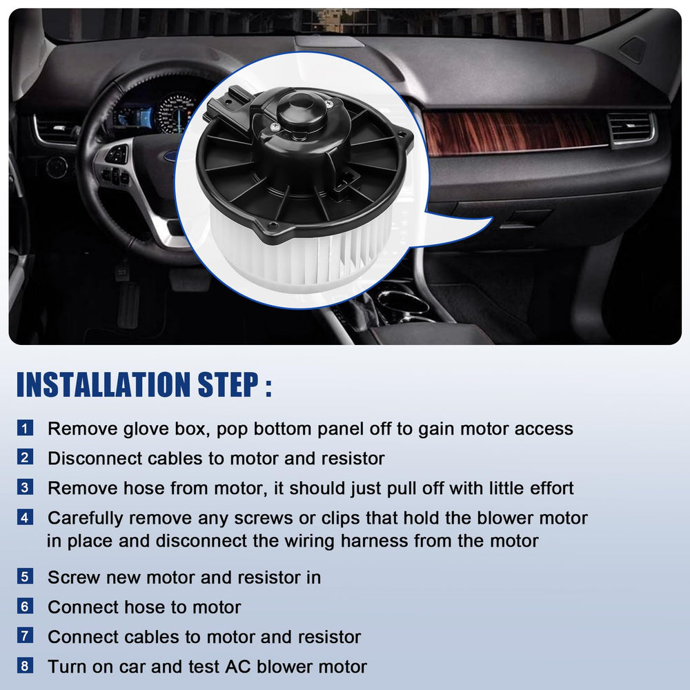 A-NAFTULY AC blower motor package image emphasizes easy plug-and-play replacement.
