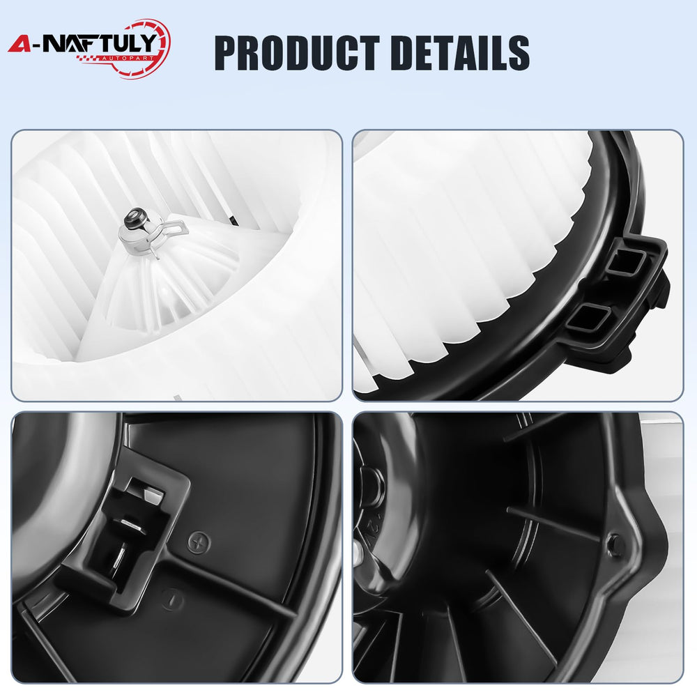 A-NAFTULY AC blower motor side view shows durable construction for quiet operation.