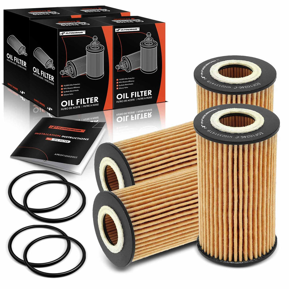 A-Premium oil filter cartridge for 10k-mile protection and clean oil flow.