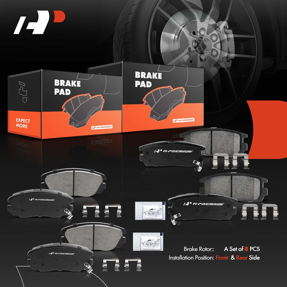 A-Premium eight-pack brake pads kit provides full coverage for both axles.
