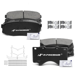 A-Premium 8-pack ceramic pads with grease and hardware for quick installation.