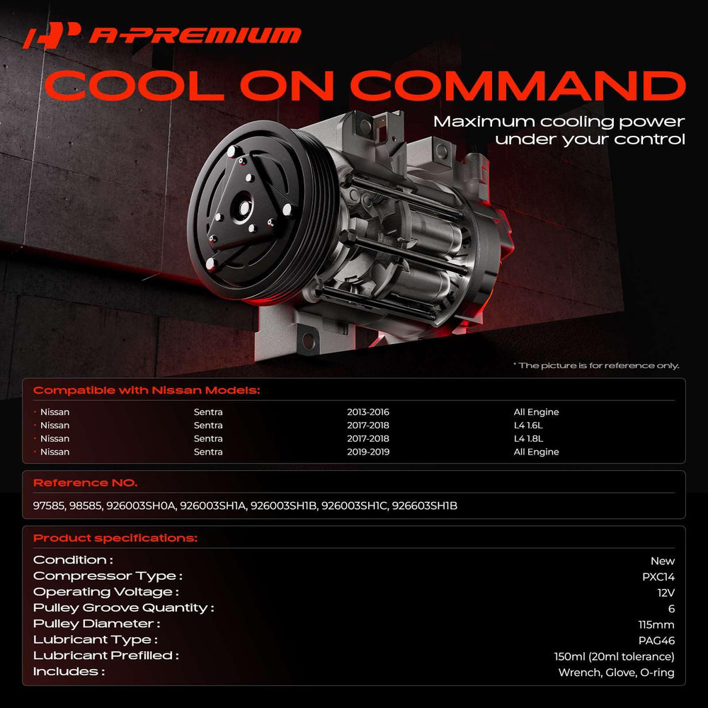 A-Premium 6-groove pulley on the compressor for smooth belt operation