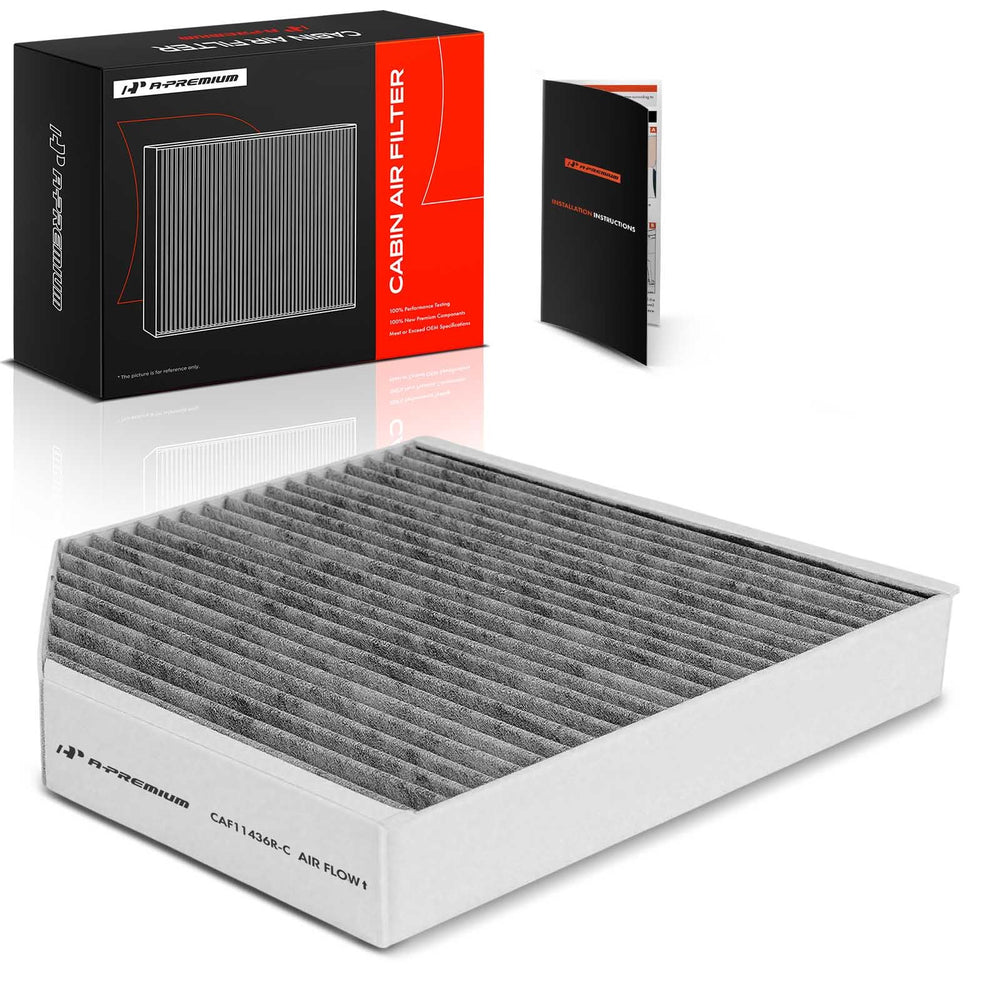 A-Premium cabin air filter front view with carbon design for cleaner air
