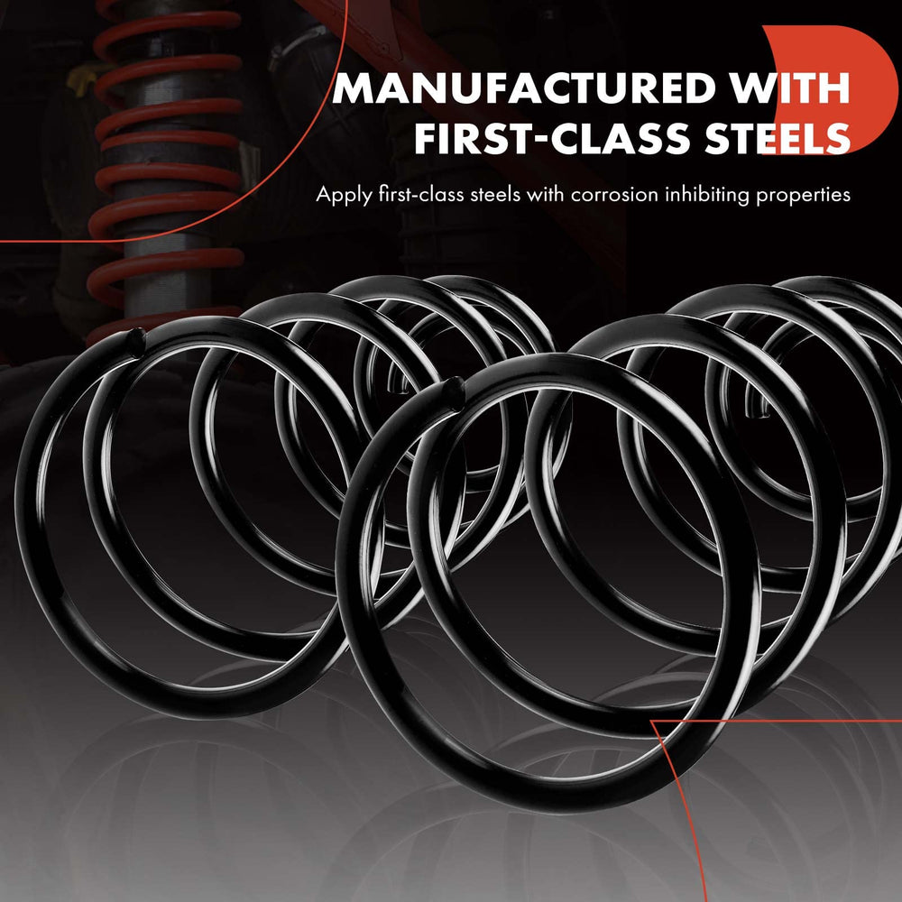 A-Premium coil spring dimensions graphic highlights precise sizing for fit.