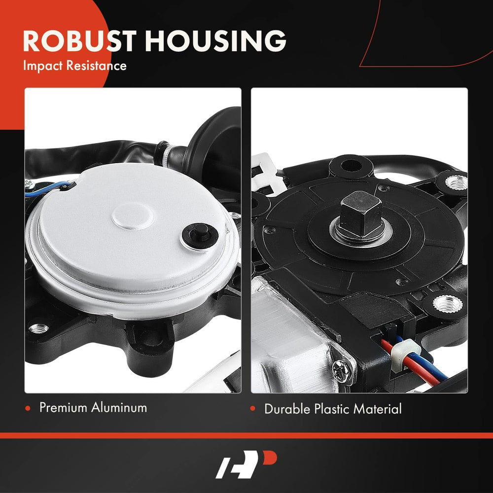 A-Premium motor shows copper windings and steel gears for durability.