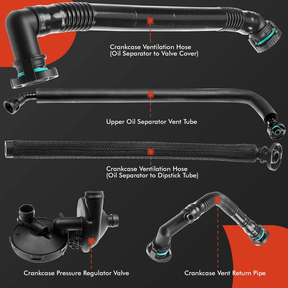 A-Premium crankcase valve to valve cover provides clean, sealed connections.