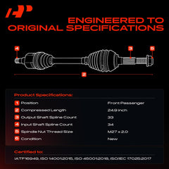 A-Premium CV axle front-right with axle nut included for easy installation