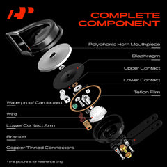 A-Premium dual snail horn 80mm copper-plug closeup, highlighting improved conductivity and loudness.