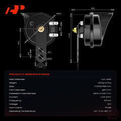A-Premium dual snail horn 80mm installation diagram, quick and secure mounting.